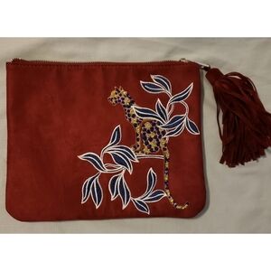 Ann Taylor Factory Embroidered Tiger Clutch